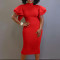 Fashion Plus Size Flare Sleeve Solid Color High Waist Party Party Dresses