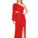 Fashion Slash Waistless One Sleeve Gown Dresses