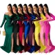 Sexy v-neck Cocktail Dresses Solid Color Big Split Long Dresses
