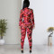 Sexy Fashion Mesh Printed Long Sleeve Jumpsuit
