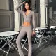 Sexy Fashion Long Sleeve Hooded Top Straight Leg Pants Knit Sweater Set