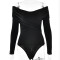 Sexy fashion V-neck strapless splicing long sleeve slimming jumpsuit
