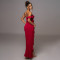 Sexy Fashion Solid Color Backless Split Splicing Halter Long Dresses