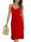 Fashion V-neck sleeveless halter solid color mid-length pleated dress