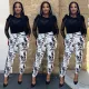 Fashion Casual Black Haren Mid Waist British Style Pants
