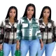 Fashion Large Size Short Plaid Shirt Mao Ni Jacket