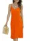 Fashion V-neck sleeveless halter solid color mid-length pleated dress