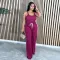 Sexy undershirt long pants waistband tie rope casual two-piece set