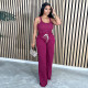 Sexy undershirt long pants waistband tie rope casual two-piece set