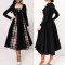 Fashion Large Size Plaid Splicing Double Breasted Long Sleeve Slim Dresses