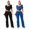 Sexy Knitted Maosu Navel Short Sleeve T-Shirt High Waisted Tassel Pants Beauty Set