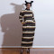 Fashion High Neck Thickened Milled Sawtooth Stripe Printed Long Sleeve Dresses