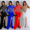 Fashion Solid Color Mesh Hot Drilling Split Long Dresses Dresses