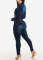 Fashion Slim Stretchy Tight Ripped Washed Long Sleeve Denim Jumpsuit