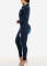 Fashion Slim Stretchy Tight Ripped Washed Long Sleeve Denim Jumpsuit