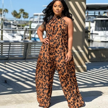 Stylish Plus Size Casual Printed Jumpsuit
