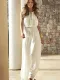 Sexy loose type high waist casual loose pants elastic waist thin jumpsuit