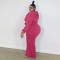 Fashion Casual Solid Color Hooded Suit Plus Size Two Piece Set
