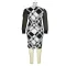 Sexy Plus Size Fashion Printed V-Neck Long Sleeve Mesh Dresses