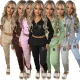 Fashion Padded Sweatshirt Printed Hooded Athletic Casual Set
