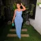 Fashion Halter Ripple Fabric Backless Crossover Sexy Dresses