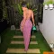 Fashion Halter Ripple Fabric Backless Crossover Sexy Dresses
