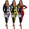 Fashion Splicing Multicolor Plus Size Note Print Dresses