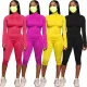 Fashion Long Sleeve Jacket 7 Points Pants Sweatshirt Two Piece Set
