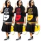 Fashion Plus Size Printed Mesh Splicing Dresses