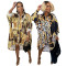 Fashion Leopard Chain Print Long Sleeve Court Shirt Dresses