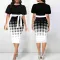 Fashion Large Size High Waist Round Neck Lantern Sleeve Printed Dresses