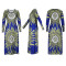 Fashion Round Neck Split Sleeve Printed Waist Long Dresses