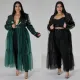 Sexy Beaded Mesh Splicing See-Through Long Sleeve Top