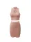 Fashion Ribbed Sleeveless Sexy Love Embellished Halter Dress Set