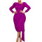 Solid color long sleeved OL diagonal collar pleated pencil skirt African foreign trade dress