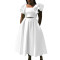 New solid color ruffled collar top with large skirt hem and half skirt cross-border set