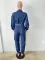 Fashionable streetwear with waistband for a slimming figure. Multi mouth bag with elastic waist, denim workwear jumpsuit