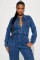 Fashionable streetwear with waistband for a slimming figure. Multi mouth bag with elastic waist, denim workwear jumpsuit