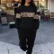 Leopard print patchwork loose sports long sleeved pants set