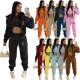 Velvet hoodie hooded sports casual set (three piece set)