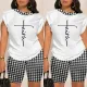 Letter Thousand Bird Grid Printed Set for Women