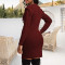 Cross border sexy and fashionable solid color round neck women's dress（NOT BELTS）