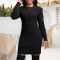 Cross border sexy and fashionable solid color round neck women's dress（NOT BELTS）