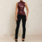 Leather pile collar, personalized waistband, slanted hem, sleeveless top, women's tank top