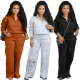 New Top Zipper Half High Neck Trouser Leg Strap European and American Women's Solid Color Two Piece Set