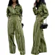 Shirt print paired with wide leg pants two-piece set