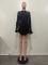 Elastic solid color sequin loose long sleeved micro flared shirt dress