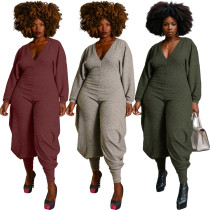 New pit stripe solid color patchwork jumpsuit