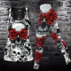 Large round neck hollowed out printed vest and pants two-piece set