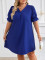 New V-neck short sleeved solid color oversized dress